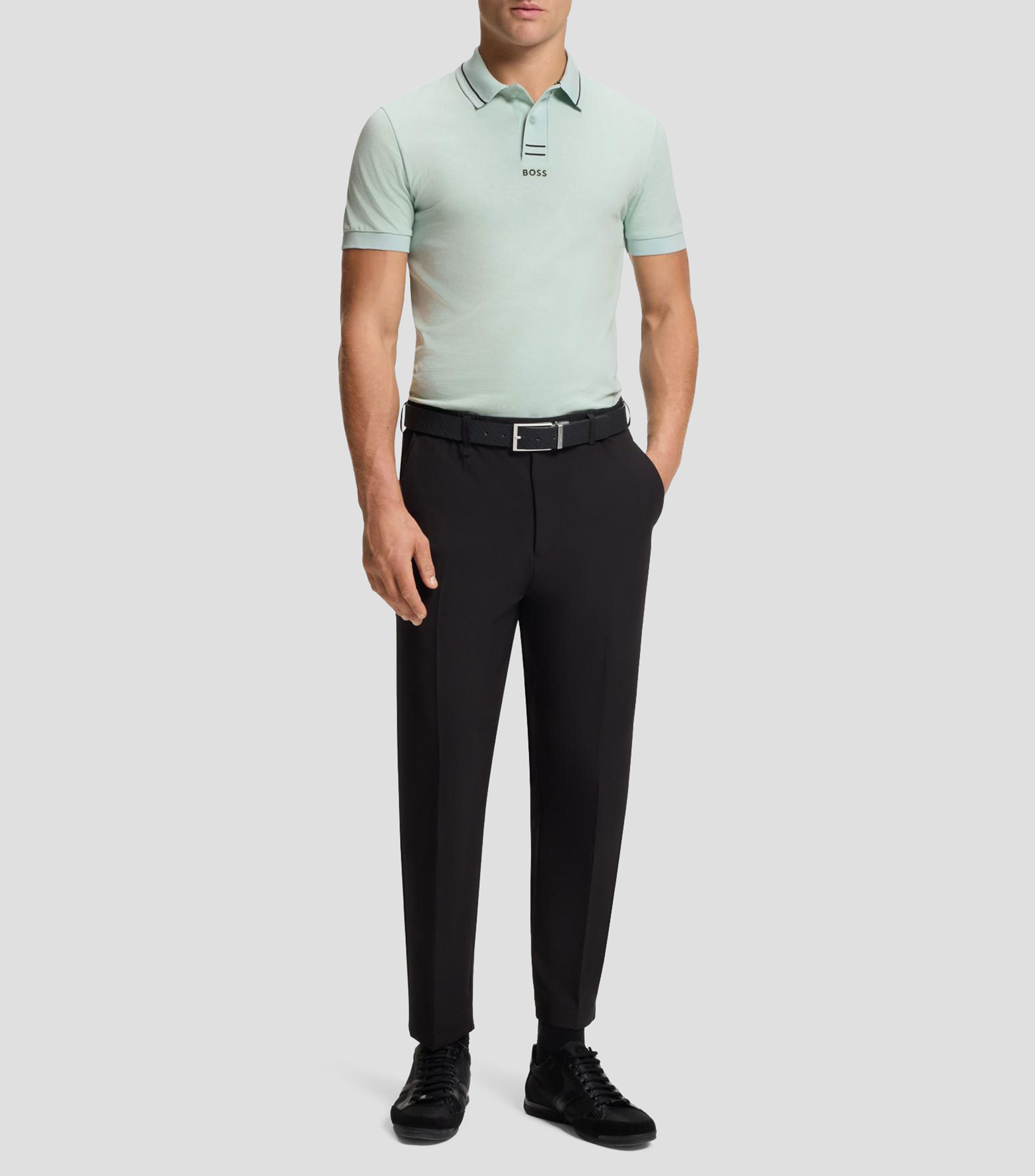 Polo slim de piqué de algodón Hombre